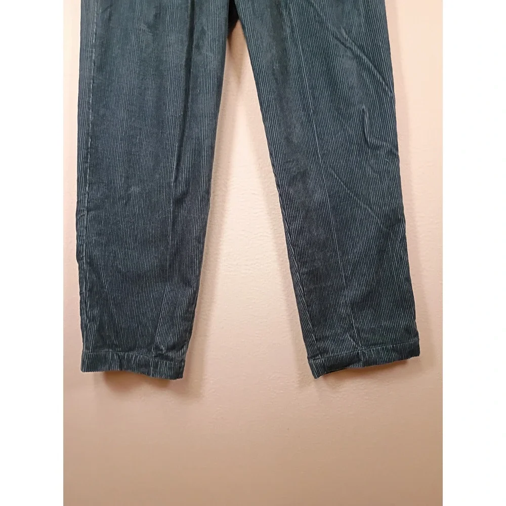 Dark Academia Marsh Landing Essentials Women 12 Teal Blue Pleated Corduroy Pants
